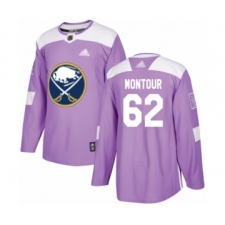 Men's Buffalo Sabres #62 Brandon Montour Authentic Purple Fights Cancer Practice Hockey Jersey