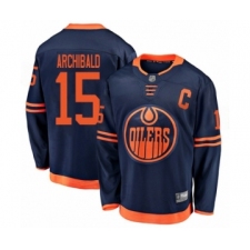 Youth Edmonton Oilers #15 Josh Archibald Authentic Navy Blue Alternate Fanatics Branded Breakaway Hockey Jersey
