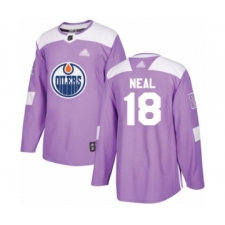 Men's Edmonton Oilers #18 James Neal Authentic Purple Fights Cancer Practice Hockey Jersey