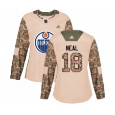 Women's Edmonton Oilers #18 James Neal Authentic Camo Veterans Day Practice Hockey Jersey