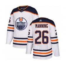 Men's Edmonton Oilers #26 Brandon Manning Authentic White Away Hockey Jersey