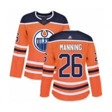 Women's Edmonton Oilers #26 Brandon Manning Authentic Orange Home Hockey Jersey
