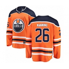 Youth Edmonton Oilers #26 Brandon Manning Authentic Orange Home Fanatics Branded Breakaway Hockey Jersey
