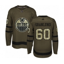Men's Edmonton Oilers #60 Markus Granlund Authentic Green Salute to Service Hockey Jersey