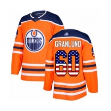 Men's Edmonton Oilers #60 Markus Granlund Authentic Orange USA Flag Fashion Hockey Jersey