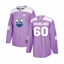 Men's Edmonton Oilers #60 Markus Granlund Authentic Purple Fights Cancer Practice Hockey Jersey