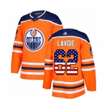 Men's Edmonton Oilers #62 Raphael Lavoie Authentic Orange USA Flag Fashion Hockey Jersey