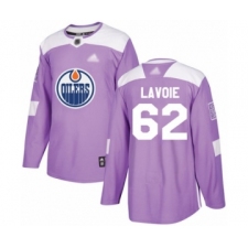 Men's Edmonton Oilers #62 Raphael Lavoie Authentic Purple Fights Cancer Practice Hockey Jersey