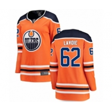 Women's Edmonton Oilers #62 Raphael Lavoie Authentic Orange Home Fanatics Branded Breakaway Hockey Jersey