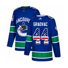 Men's Vancouver Canucks #44 Tyler Graovac Authentic Blue USA Flag Fashion Hockey Jersey