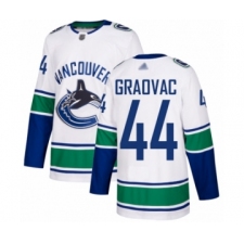 Men's Vancouver Canucks #44 Tyler Graovac Authentic White Away Hockey Jersey