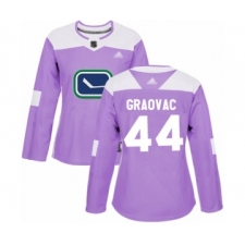 Women's Vancouver Canucks #44 Tyler Graovac Authentic Purple Fights Cancer Practice Hockey Jersey