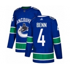 Men's Vancouver Canucks #4 Jordie Benn Authentic Blue Home Hockey Jersey