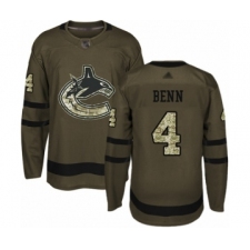 Men's Vancouver Canucks #4 Jordie Benn Authentic Green Salute to Service Hockey Jersey