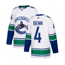 Youth Vancouver Canucks #4 Jordie Benn Authentic White Away Hockey Jersey