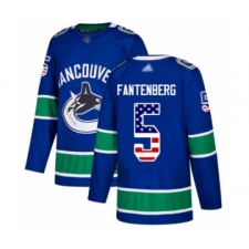 Youth Vancouver Canucks #5 Oscar Fantenberg Authentic Blue USA Flag Fashion Hockey Jersey