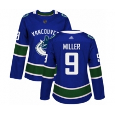 Women's Vancouver Canucks #9 J.T. Miller Authentic Blue Home Hockey Jersey