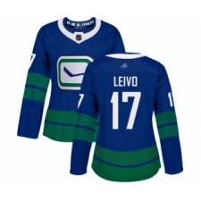 Women's Vancouver Canucks #17 Josh Leivo Authentic Royal Blue Alternate Hockey Jersey
