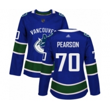 Women's Vancouver Canucks #70 Tanner Pearson Authentic Blue Home Hockey Jersey