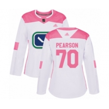 Women's Vancouver Canucks #70 Tanner Pearson Authentic White Pink Fashion Hockey Jersey