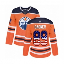 Women's Edmonton Oilers #89 Sam Gagner Authentic Orange USA Flag Fashion Hockey Jersey