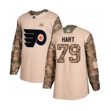 Men's Philadelphia Flyers #79 Carter Hart Authentic Camo Veterans Day Practice Hockey Jersey