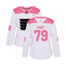 Women's Philadelphia Flyers #79 Carter Hart Authentic White Pink Fashion Hockey Jersey