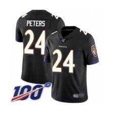Youth Baltimore Ravens #24 Marcus Peters Black Alternate Vapor Untouchable Limited Player 100th Season Football Jersey