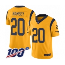 Men's Los Angeles Rams #20 Jalen Ramsey Limited Gold Rush Vapor Untouchable 100th Season Football Jersey