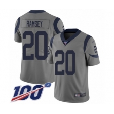 Men's Los Angeles Rams #20 Jalen Ramsey Limited Gray Inverted Legend 100th Season Football Jersey