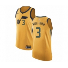 Men's Utah Jazz #3 Justin Wright-Foreman Authentic Gold Basketball Jersey Statement Edition