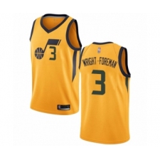 Youth Utah Jazz #3 Justin Wright-Foreman Swingman Gold Basketball Jersey Statement Edition