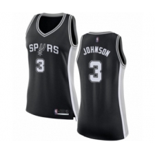 Women's San Antonio Spurs #3 Keldon Johnson Swingman Black Basketball Jersey - Icon Edition