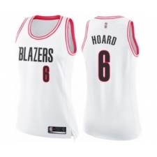 Women's Portland Trail Blazers #6 Jaylen Hoard Swingman White Pink Fashion Basketball Jersey