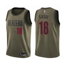 Men's Portland Trail Blazers #16 Pau Gasol Swingman Green Salute to Service Basketball Jersey