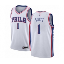 Men's Philadelphia 76ers #1 Mike Scott Authentic White Basketball Jersey - Association Edition