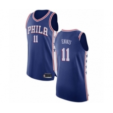 Men's Philadelphia 76ers #11 James Ennis Authentic Blue Basketball Jersey - Icon Edition