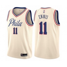 Men's Philadelphia 76ers #11 James Ennis Authentic Cream Basketball Jersey - City Edition