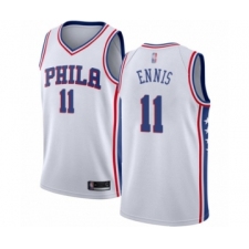 Men's Philadelphia 76ers #11 James Ennis Authentic White Basketball Jersey - Association Edition