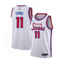 Men's Philadelphia 76ers #11 James Ennis Authentic White Hardwood Classics Basketball Jersey