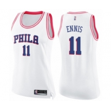 Women's Philadelphia 76ers #11 James Ennis Swingman White Pink Fashion Basketball Jersey