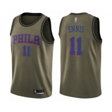 Youth Philadelphia 76ers #11 James Ennis Swingman Green Salute to Service Basketball Jersey
