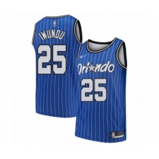Men's Orlando Magic #25 Wes Iwundu Authentic Blue Hardwood Classics Basketball Jersey