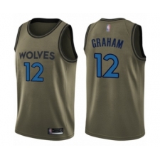 Men's Minnesota Timberwolves #12 Treveon Graham Swingman Green Salute to Service Basketball Jersey