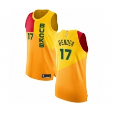 Men's Milwaukee Bucks #17 Dragan Bender Authentic Yellow Basketball Jersey - City Edition