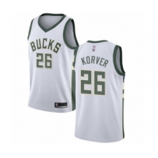 Men's Milwaukee Bucks #26 Kyle Korver Authentic White Basketball Jersey - Association Edition