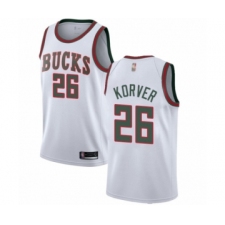 Men's Milwaukee Bucks #26 Kyle Korver Authentic White Fashion Hardwood Classics Basketball Jersey