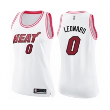 Women's Miami Heat #0 Meyers Leonard Swingman White Pink Fashion Basketball Jersey