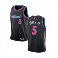 Men's Miami Heat #5 Derrick Jones Jr Authentic Black Basketball Jersey - City Edition