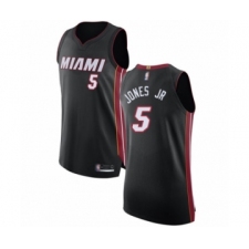 Men's Miami Heat #5 Derrick Jones Jr Authentic Black Basketball Jersey - Icon Edition